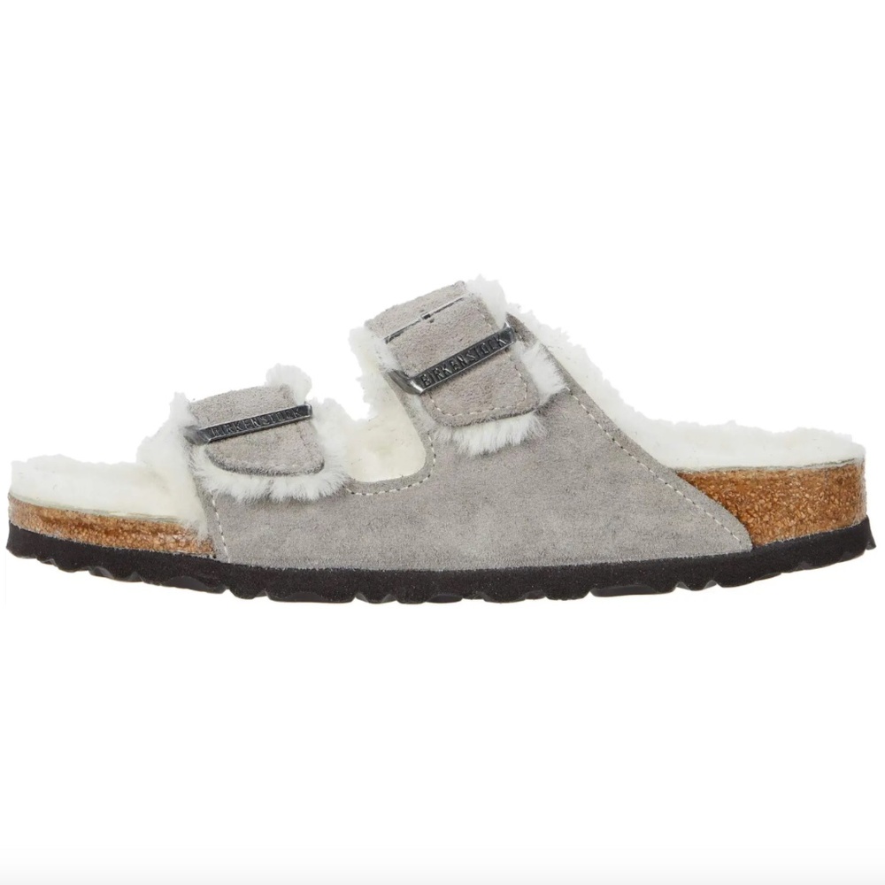 Authentic Birkenstock Arizona Fur Shearling. Color stone coin. NWT size 40